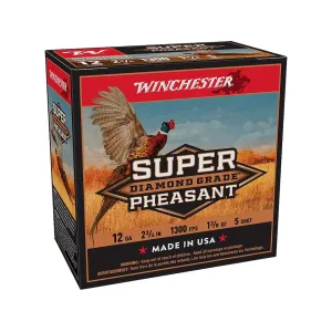 Winchester Super Pheasant Diamond Grade 12 Gauge Ammo 2-3/4" #5 Copper Plated Lead Shot 1-3/8 oz Case of 250 (10 Boxes of 25)