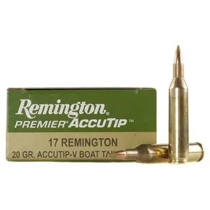 Remington Premier Varmint 17 Remington Ammo 20 Grain Remington AccuTip Polymer Tip Case of 200 (10 Boxes of 20)