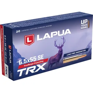 Lapua TRX 6.5x55mm Swedish Mauser Ammo 120 Grain Polymer Tip Lead Free Box of 20
