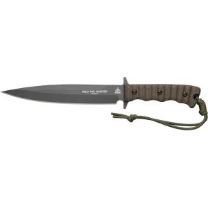 TOPS Knives Wild Pig Hunter Fixed Blade Knife 7.5" Spear Point 1095 Sniper Gray Blade Canvas Micarta Handle Green