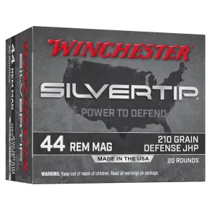 Winchester Silvertip Defense 44 Remington Magnum Ammo 210 Grain Winchester Silvertip Jacketed Hollow Point Box of 20