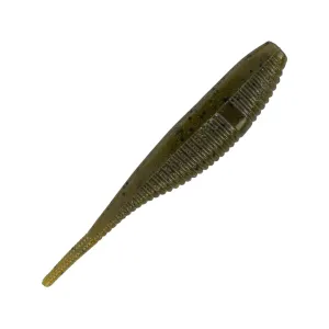 Yamamoto Fat Shad Shape Worm 4" Green Pumpkin Black Flake