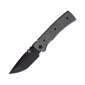 Chaves Knives Redencion 229 Pocket Knife 3.5" Tanto Point ELMAX Black PVD Blade Micarta Handle Black
