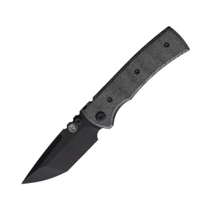 Chaves Knives Redencion Street Pocket Knife 3" Tanto Point ELMAX Black PVD Blade Micarta Handle Black