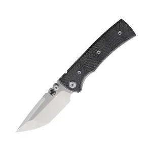 Chaves Knives Redencion Street Pocket Knife 3" Tanto Point ELMAX Satin Blade Micarta Handle Black