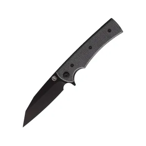 Chaves Knives Sangre Street Pocket Knife 3.25" Wharncliffe ELMAX Black PVD Blade Micarta Handle Black