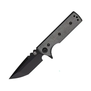 Chaves Knives TAK Pocket Knife 2.63" Tanto Point ELMAX Black PVD Blade Micarta Handle Black