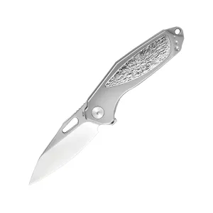 Oknife Freeze 5L Pocket Knife 2.63" Drop Point Bohler M390 Satin Blade Titanium Handle Gray