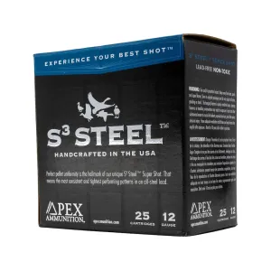 Apex Waterfowl S3 Steel 12 Gauge Ammo 3" #3 Steel Shot 1-1/4 oz Case of 250 (10 Boxes of 25)