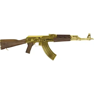 Zastava ZPAP M70 Semi Automatic Rifle 7.62x39mm 16.25" Gold Threaded Barrel Gold Frame Walnut Pistol Grip