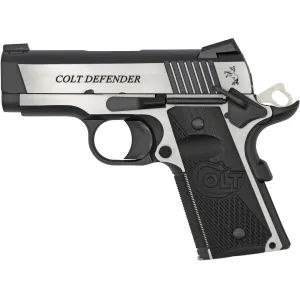 Colt Combat Elite Defender 45 ACP Pistol 3" Barrel 7+1 Round Stainless Slide Black Grip Stainless Frame