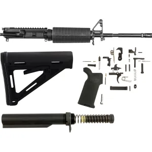 AR-STONER AR-15 Enhanced Build Kit with M4 Upper Receiver Assembly 223 Remington (Wylde) 16" Barrel, Complete Lower Parts Kit with Magpul MOE Furniture Black