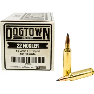 Dogtown 22 Nosler Ammo 55 Grain Polymer Tip Box of 50