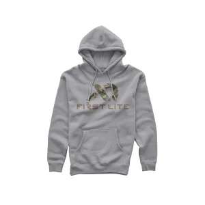First Lite Men's Fusion Logo Hoodie Light Gray Medium