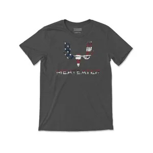 MeatEater Men's Flag Fill Logo Short Sleeve Crew Neck T Shirt Charcoal Heather Medium
