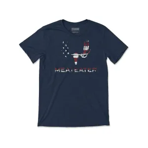 MeatEater Men's Flag Fill Logo Short Sleeve Crew Neck T Shirt Midnight Navy Medium