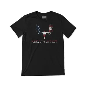 MeatEater Men's Flag Fill Logo Short Sleeve Crew Neck T Shirt Black Large