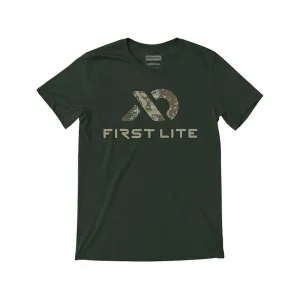 First Lite Men's Specter Logo Short Sleeve Crew Neck T Shirt Military Heather Medium