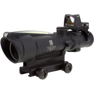 Trijicon ACOG Rifle Scope 3.5x 35mm Dual-Illuminated Green Chevron 223 Remington Reticle with 3.25 MOA RMR Type 2 Adjustable LED Red Dot Sight and Colt Knob Thumbscrew Mount Matte Black