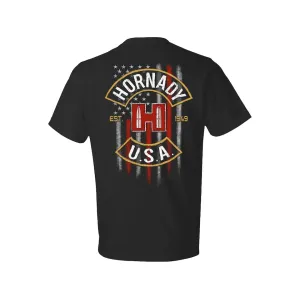 Hornady Men's Flag Rocker Short Sleeve Crew Neck T Shirt Black 2XL