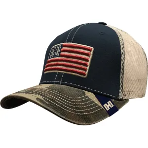 Hornady Men's H Flag Trucker Hat Navy/Camo One Size Fits Most