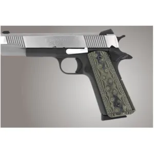 Hogue Extreme Series Magrip Kit for 1911 Government, Commander Checkered with Flat Mainspring Housing G10 G-Mascus Green