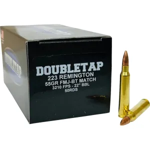 DoubleTap Match 223 Remington Ammo 55 Grain Full Metal Jacket Box of 50