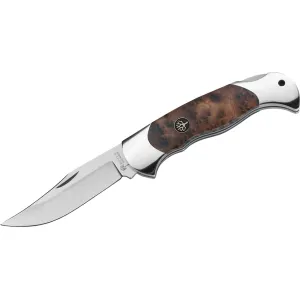 Boker Scout Thuja Pocket Knife 3.15" Satin Clip Point N690 Steel Blade Wood Handle