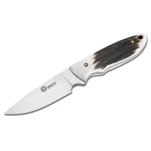 Boker Knives Pine Creek Stag Fixed Blade Knife 3.625" Drop Point T6MoV Stainless Steel Blade Stag Handle