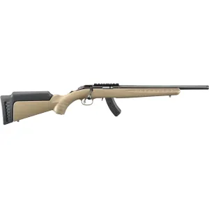 Ruger American Rimfire Bolt Action Rifle 22 Winchester Magnum Rimfire (WMR) 16" Matte Threaded Barrel Matte Frame Flat Dark Earth Field Stock