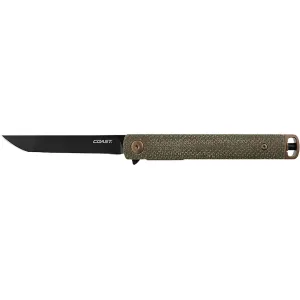 Coast Select 1919 Pocket Knife 2.85" Tanto Point 9Cr18MoV Black Blade Micarta Handle Green