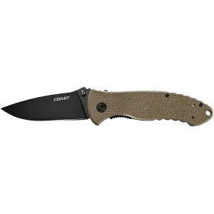 Coast DX342 Pocket Knife 3.5" Drop Point 7Cr17MoV Black Oxide Blade G-10 Handle Faded Dark Earth (FDE)