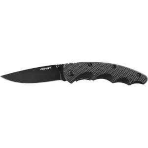 Coast LX315 Talon Pocket Knife 3.25" Drop Point 7Cr17MoV Black Blade Nylon Handle Black