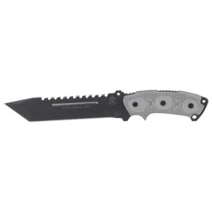 TOPS Knives Steel Eagle Fixed Blade Knife 7" Tanto Point 1095 Black Traction Blade Micarta Handle Black