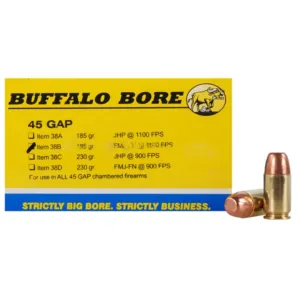 Buffalo Bore 45 GAP Ammo 185 Grain Full Metal Jacket Box of 20