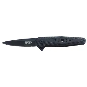 Smith & Wesson M&P Folding Pocket Knife 3" Black Drop Point 8Cr13MoV Stainless Steel Blade Rubberized Aluminum Handle Black