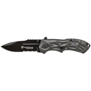 Smith & Wesson Black Ops 3 M.A.G.I.C. Assisted Opening Folding Pocket Knife 3.4" Black Drop Point Partially Serrated 4034 Stainless Steel Blade Aluminum Handle Black