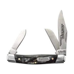 Imperial Knives Stockman Pocket Knife 2.5" Clip, Sheepfoot, and Pen 3Cr13 Satin Blade Polyoxymethylene (POM) Handle Gray Swirl