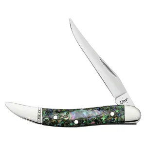 Case Small Texas Toothpick Pocket Knife 2.25" Clip Point Tru-Sharp Mirror Polished Blade Abalone Handle Abalone Swirl