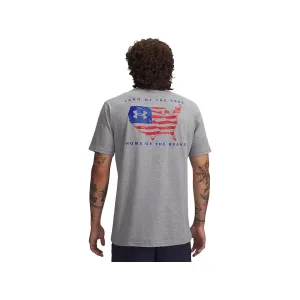 Under Armour Men's Freedom Flag USA Short Sleeve T Shirt Steel Light Heather/Royal 2XL