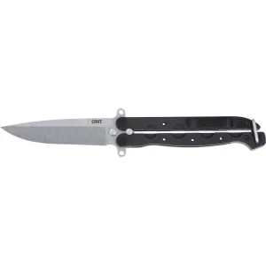CRKT M16-03BALI Butterfly Knife 3.38" Drop Point CPM MagnaCut Stonewashed Blade Aluminum Handle Black