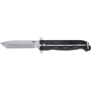 CRKT M16-02BALI Butterfly Knife 3.37" Tanto Point CPM MagnaCut Stonewashed Blade Aluminum Handle Black