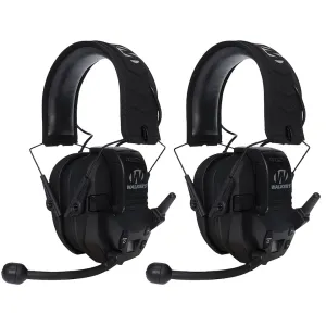 Walker's Razor Slim Low Profile Electronic Ear Muffs Black with Free Walkie Talkie 2PK