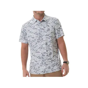 Burlebo Men's Performance Short Sleeve Polo White Camo Medium