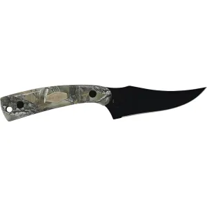 Old Timer Sharpfinger Fixed Blade Knife 3.3" Clip Point 7Cr17MoV Black Blade Delrin Handle Camo