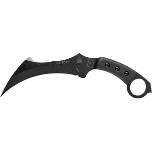 TOPS Knives TAC-TOPS Karambit Fixed Blade Knife 7.13" Karambit 1095 Black Traction Blade Canvas Micarta Handle Black