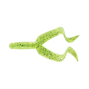 Mister Twister Double Tail 4" Grub Chartreuse/Silver Flake 10PK