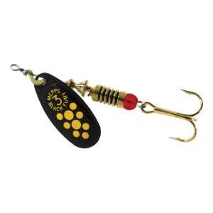 Mepps Aglia Black Fury Plain Inline Spinner Black & Yellow Dots 1/4 oz