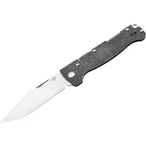 Boker Knives Atlas Big Pocket Knife 3.54" Clip Point Sandvik 12C27 Satin Blade Stainless Steel Handle Black