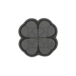Maxpedition Lucky Shot Clover PVC Morale Patch Gray and Black 2" x 2"